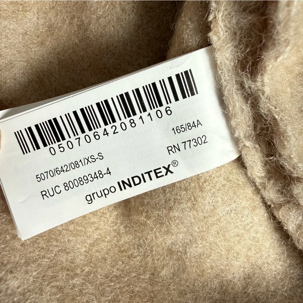 ZARA 5070/642 Textured Bouclé Bomber Jacket Sand Beige XS Oversized Quiet Luxury - Picture 13 of 16